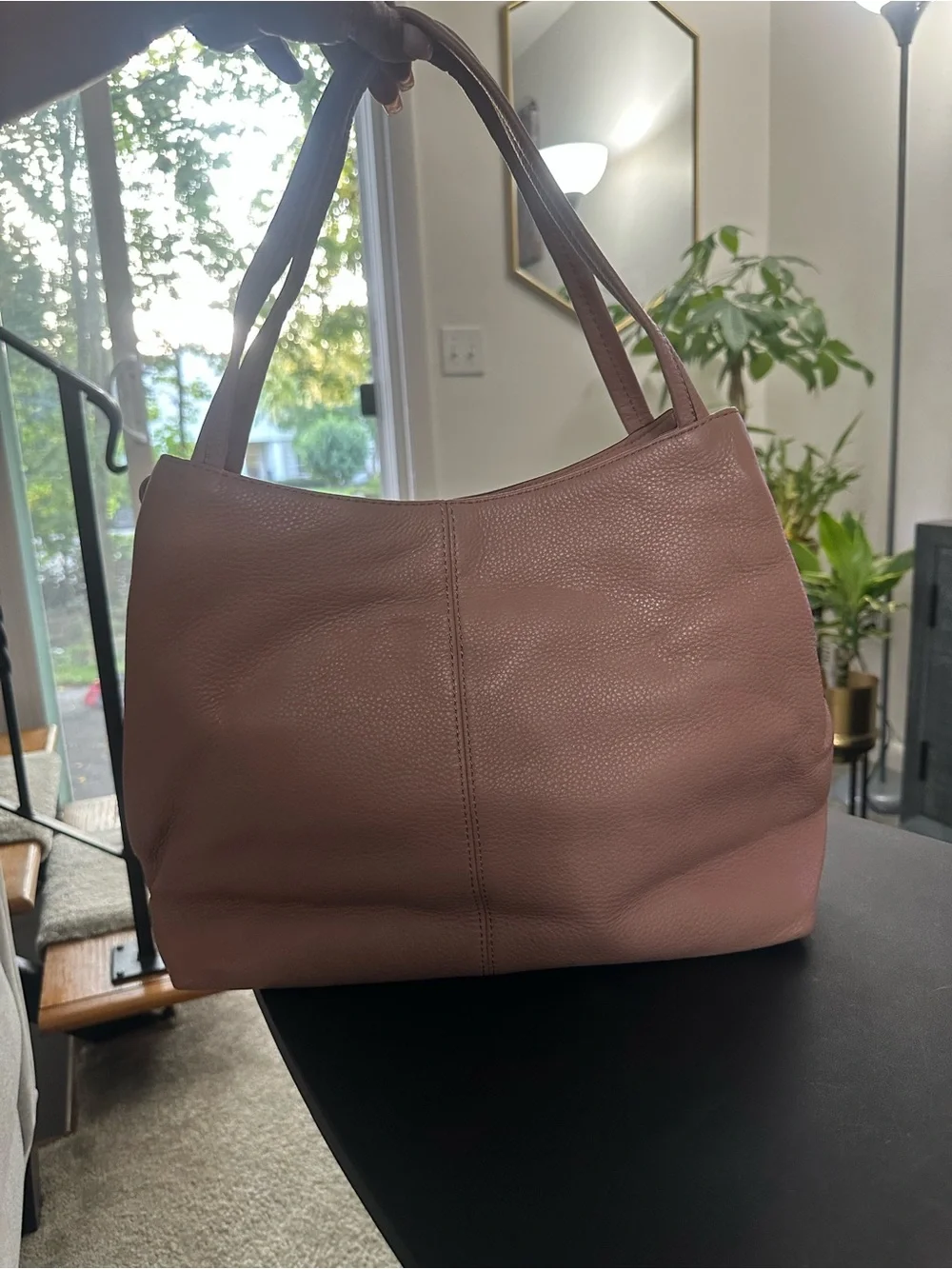 Vince Camuto Dusty Rose Soft Pebbled Leather Hobo Shoulder Bag